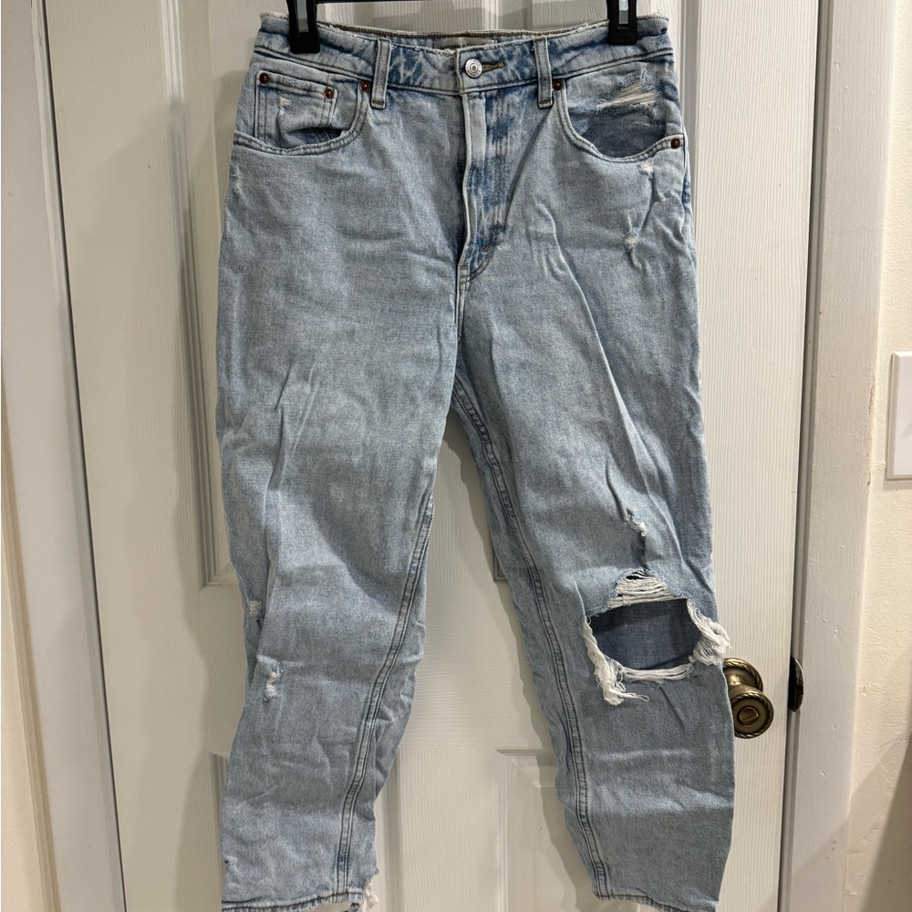 Abercrombie & Fitch Mom High Rise Ripped Jeans